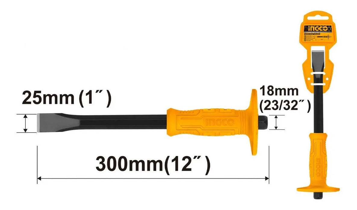 Cincel Punta Plana Grip 1" x 12" Ingco
