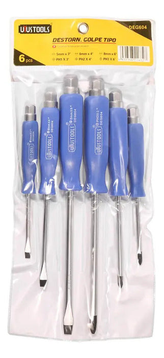 Juego Destornillador Golpe 6 Pcs