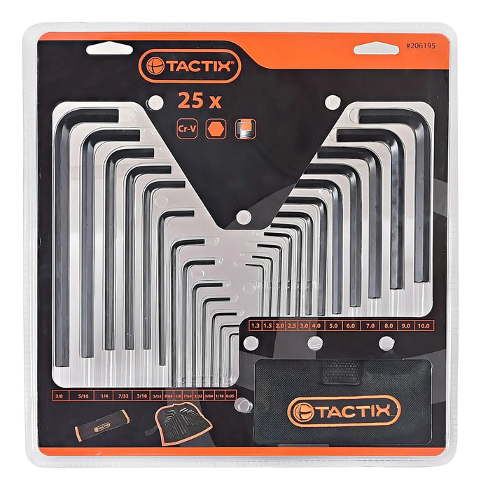 Juego Llave Allen Tactix 25 Piezas Pulg. y Mm.