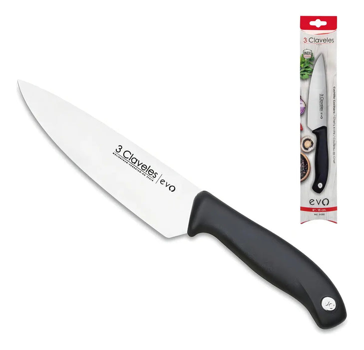 Cuchillo De Cocina Chef Cocinero 15cm Acero 3 Claveles Evo Color Negro