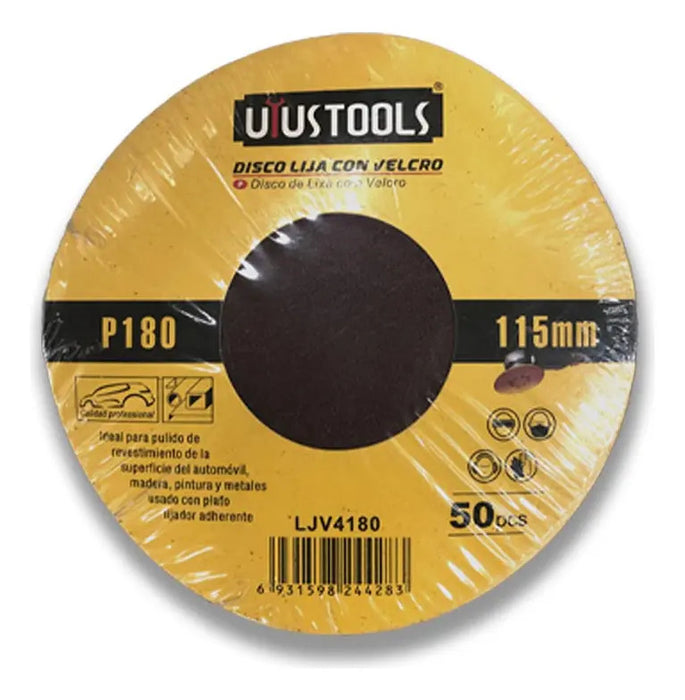 Set 50 Un Disco Lija Con Velcro 4 1/2'' #180