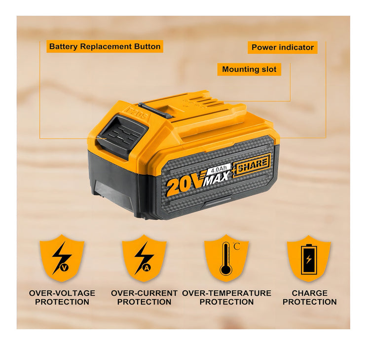 Batería de Litio 20V 4Ah para Herramientas Ingco P20s