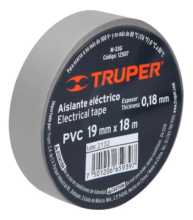 Cinta de Aislar 18m Gris Truper 12507