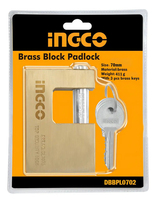 Candado de Seguridad Bloque Tipo C Industrial 70mm Dorado