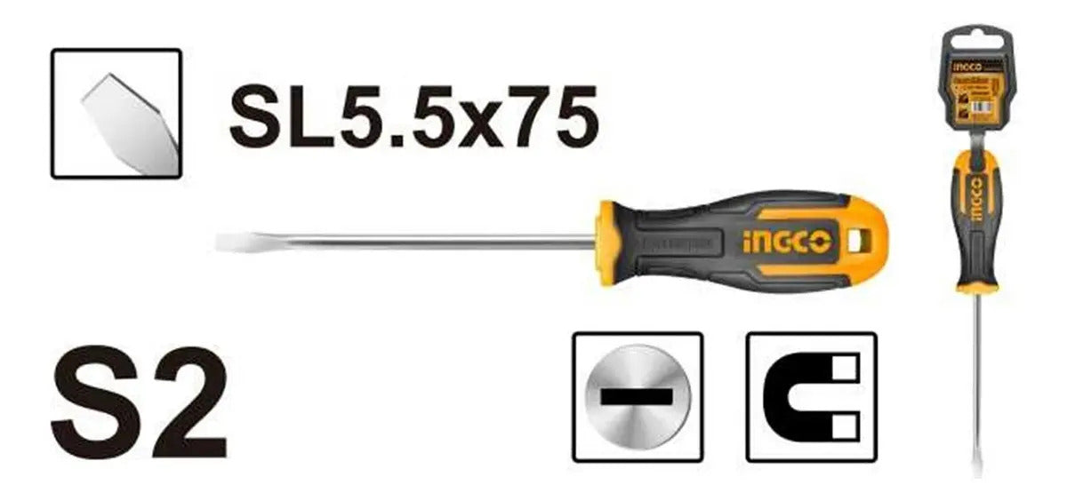 Destornillador de Varilla 3/16'' x 75mm Ingco CR-V