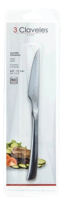 Cuchillo Tres Claveles Inox Dentado Chuletero 11 Cm