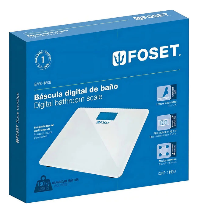 Báscula Digital Foset Basc-180b Blanca, Hasta 180 Kg