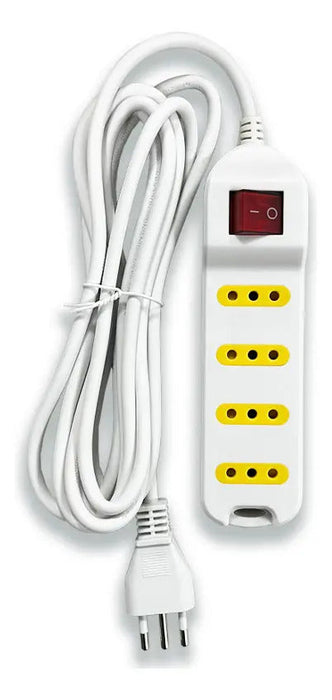 Alargador Extensión Zapatilla Eléctrica 4 Posiciones 3 Mts Color Blanco