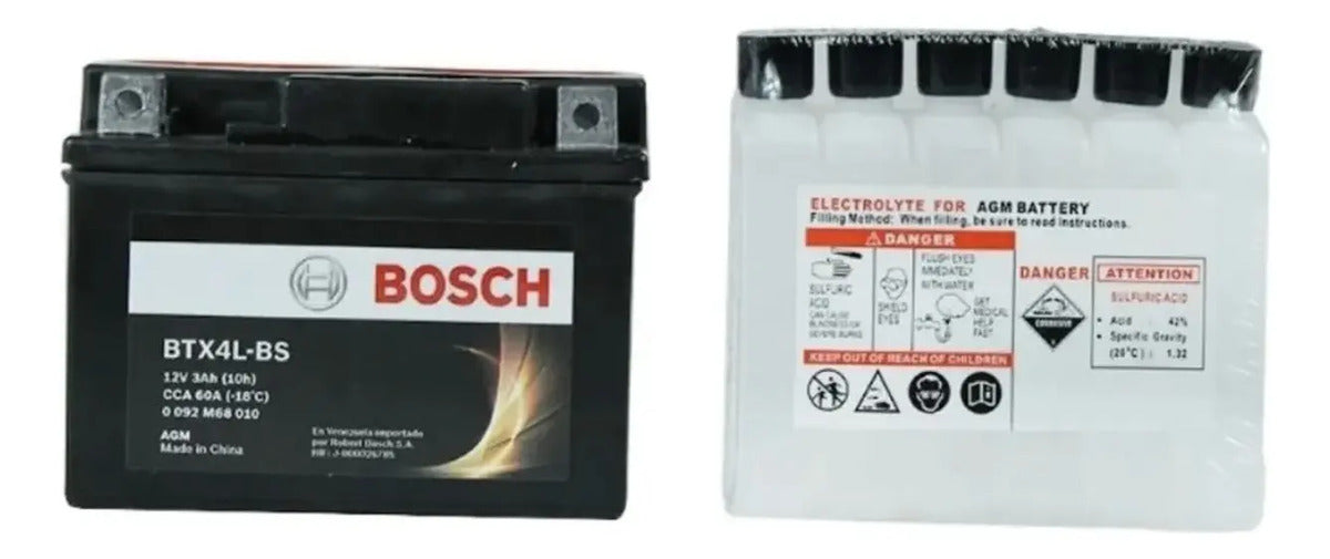 Cargador Batería Ytx4l-bs Bosch 12v 3 Ah Pd Agm Moto