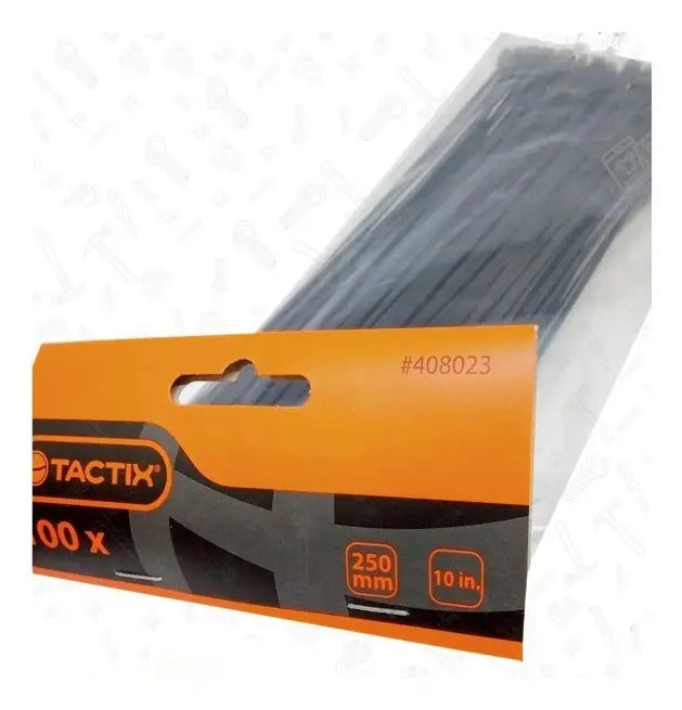 Bolsa Amarras Plásticas Tactix 250mm (100pzas) Color Negro
