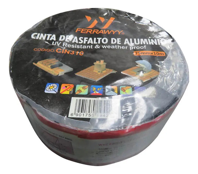 Cinta de Asfalto de Aluminio 75mmx10m