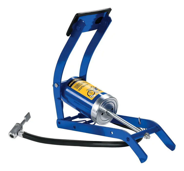 Inflador de Pie con Picos para Bicicletas y Pelotas Truper Azul