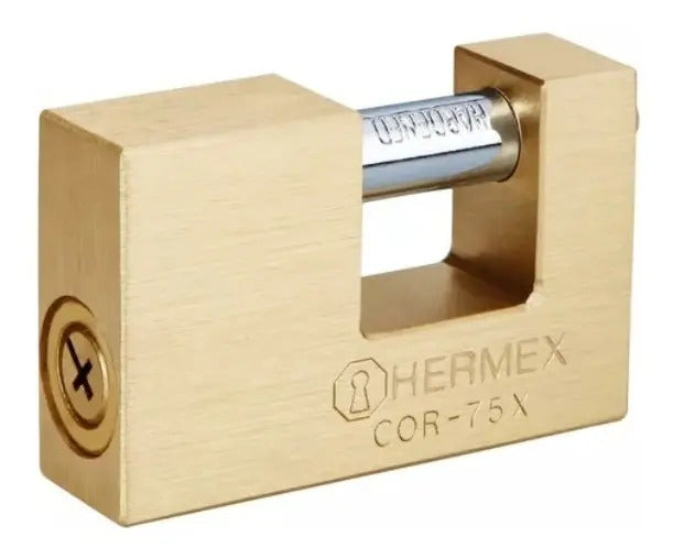 Candado Hermey Cor-75x Dorado 75mm Horizontal Llave