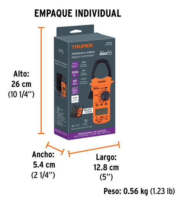 Pinza Amperimétrica Digital Teste Multímetro 1000 Amp Truper
