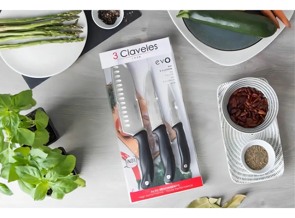 Set 3 Cuchillos Tres Claveles N1734 Evo Acero Inoxidable