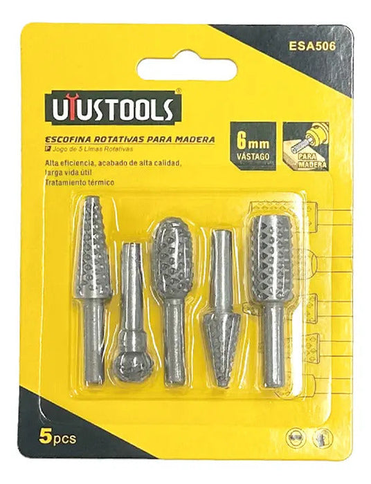 Escofina Rotativas 5 Piezas Para Madera 6mm