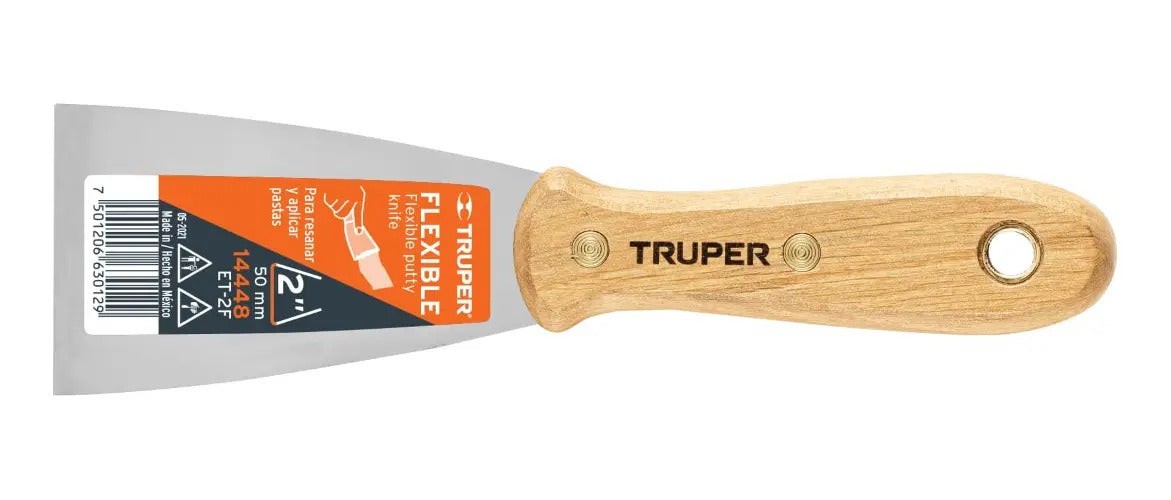 Espátula Acero Flexible Mgo. Madera 2'' Truper