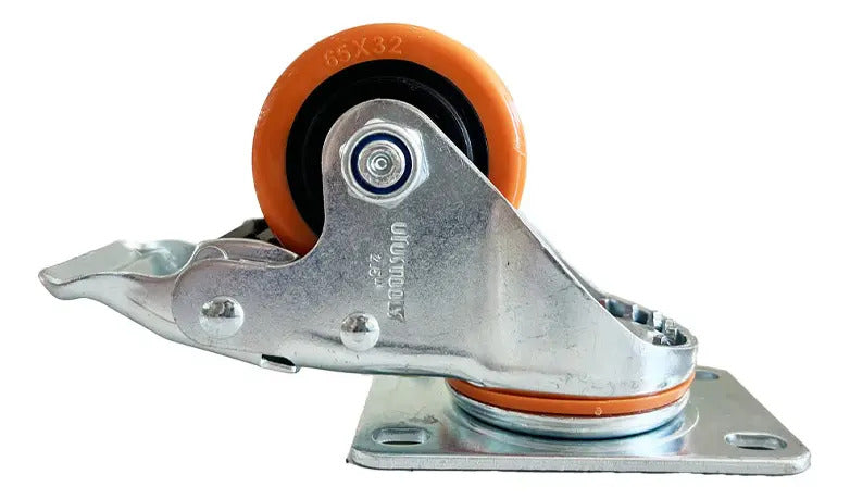 Rueda Industrial PVC/Naranjo con Freno 2.5'' 80kg