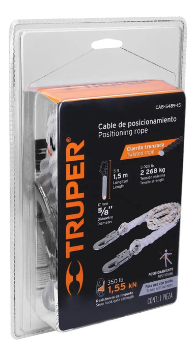 Cable de Posicionamiento Cuerda de Poliéster 1.5 m Blanco