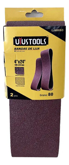 Set 2 Bandas de Lijas 4" x 24" #80