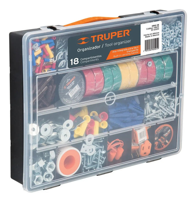 Caja De Herramientas Organizador 18 Compartimientos Truper Negro