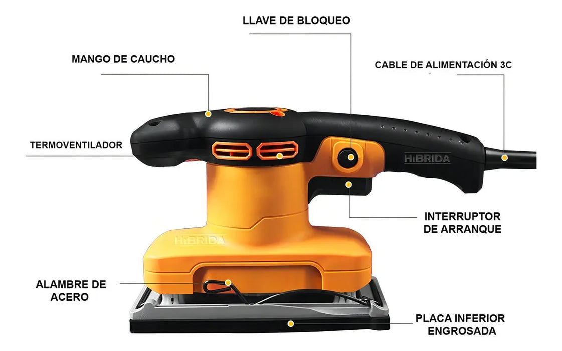 Lijadora Orbital Eléctrica Ingco FS3208 320W Naranja