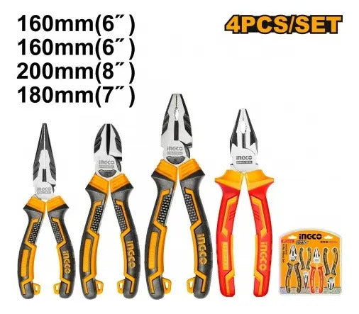 Set X 4 Alicates Pinza Punta Ingco