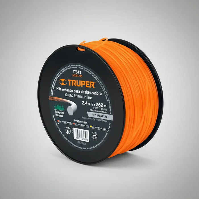 Carrete Nylon P/orilladora 2,40mm X 262mt Naranja