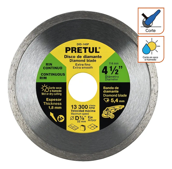 Disco 4.5'' Diamante Corte Loseta Marmol Azulej Pretul