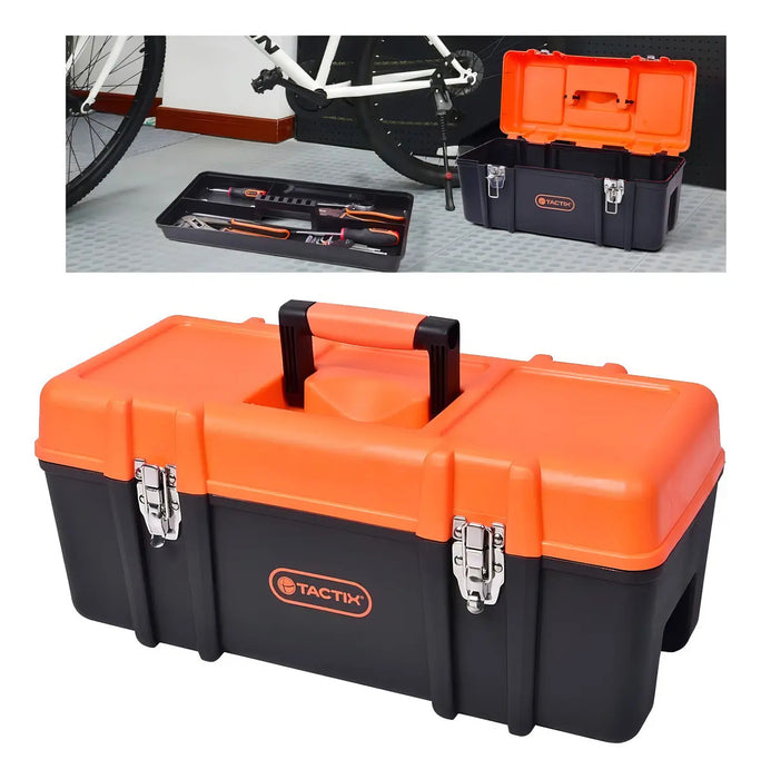 Caja Herramientas Plástica Reforzada Tactix 321106 Negro Naranja Broche Metálico