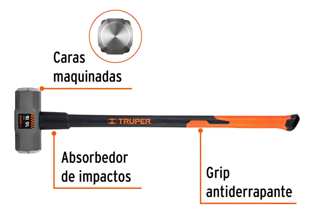 Combo 16 Lbs Mango Fibra Vidrio 36 Pulgadas