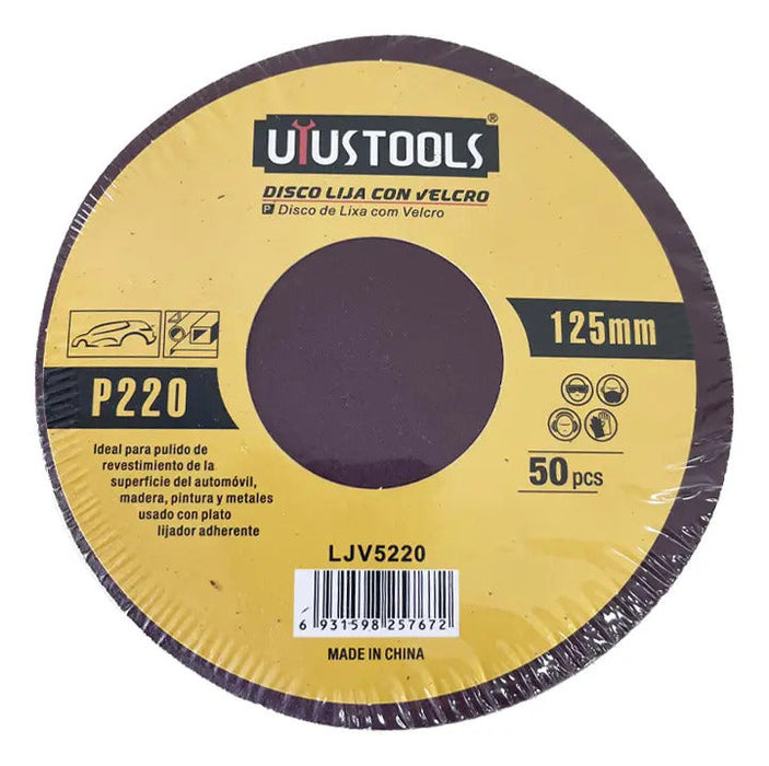 Set 50 Un Disco Lija Con Velcro 5" #220
