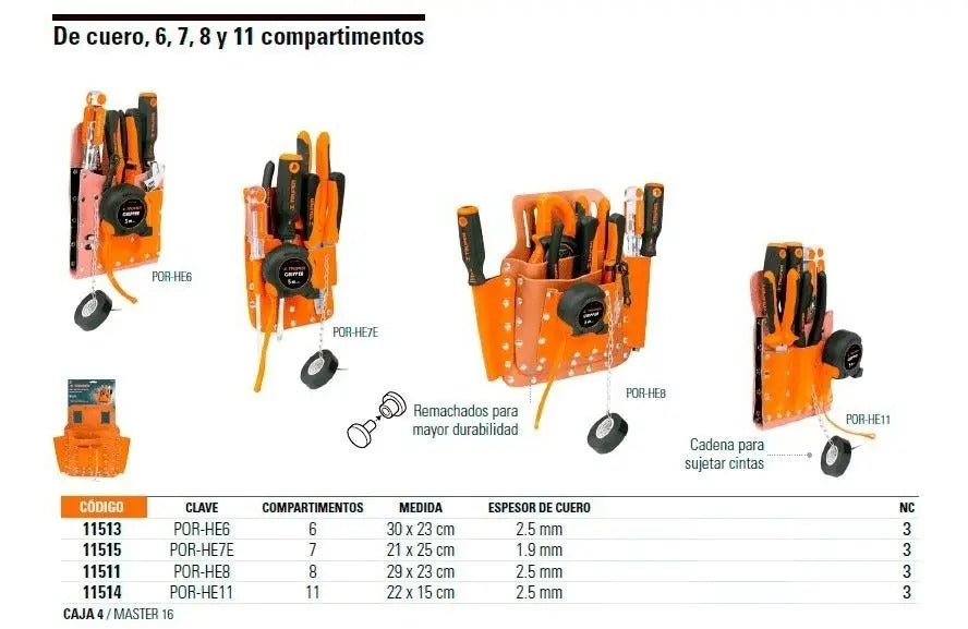 Porta Herramientas 7 Compartimentos Económica Truper Naranja