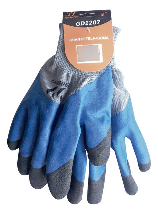 Guante Tela/Goma 9'' Azul