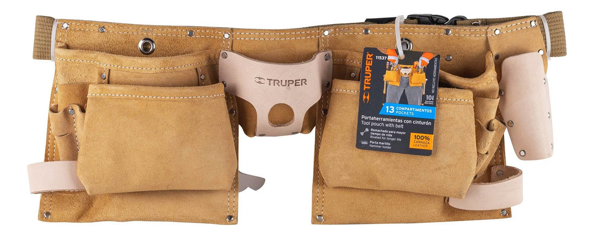 Cinturón Portaherramientas Carnaza 13 Compartimientos Truper Café