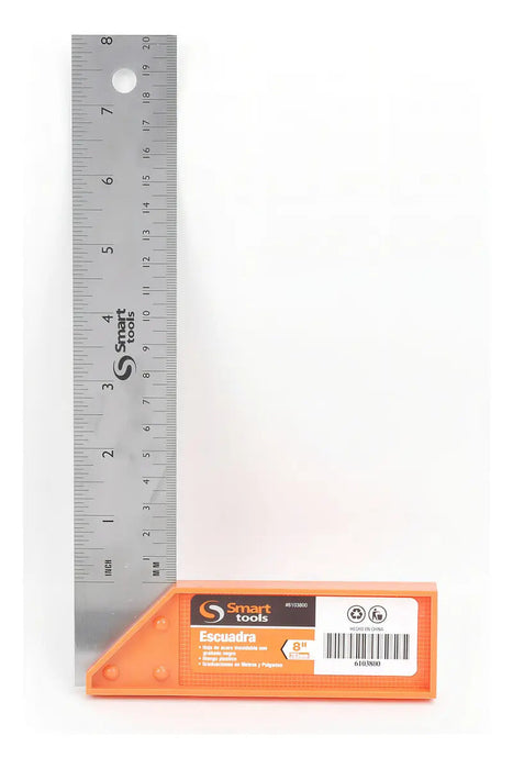 Escuadra Carpintero De 8" Acero Inoxidable Naranja