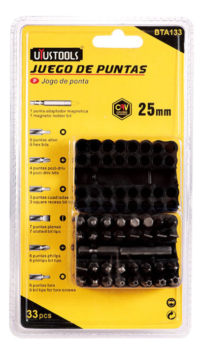 Set 33 Puntas Atornillar 25mm Cr-V