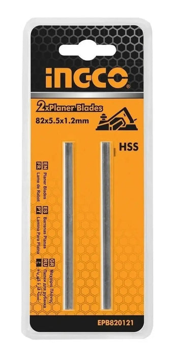Set 2 Cuchillas Hss Para Cepillo Carpintero 82x5.5x1.2mm Ingco