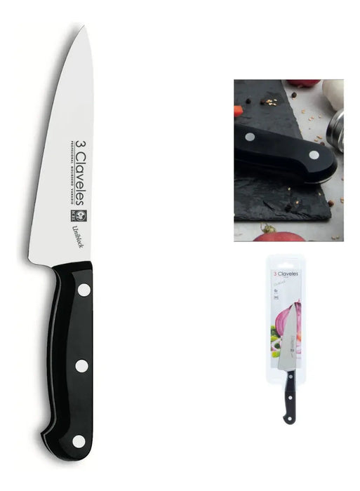 Cuchillo Cocinero 3 Claveles Uniblock 13cm Acero Inox Negro