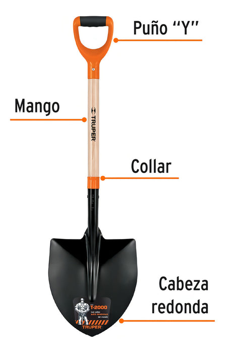 Pala T-2000 Redonda Tipo Español Puño Y