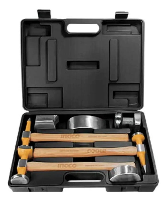 Martillo Desabollar M/madera Ingco Jgo.7 Pcs