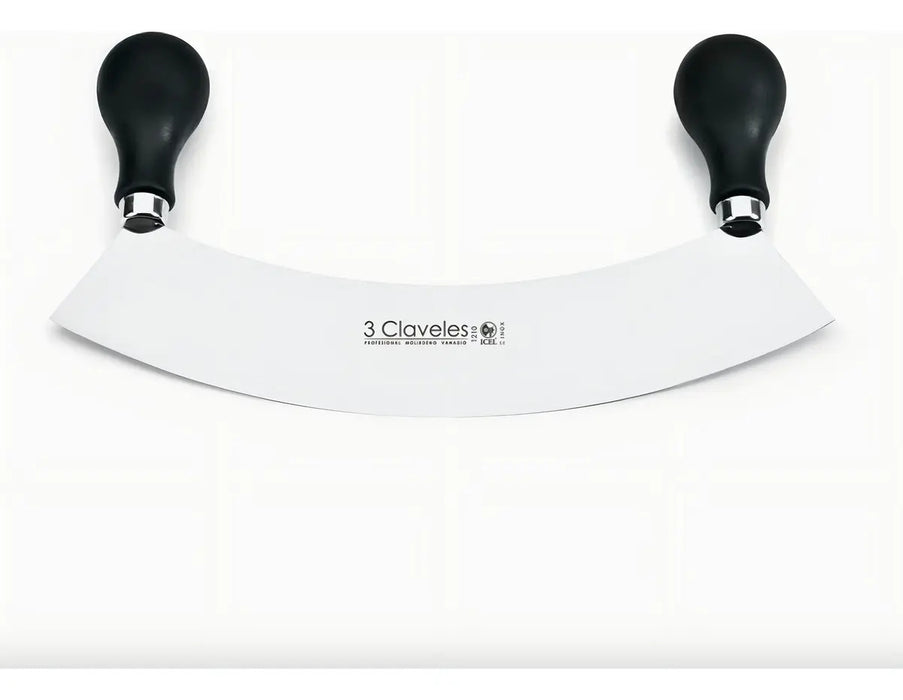 Cuchillo Media Luna 3 Claveles Acero Inoxidable 22cm Mango Negro