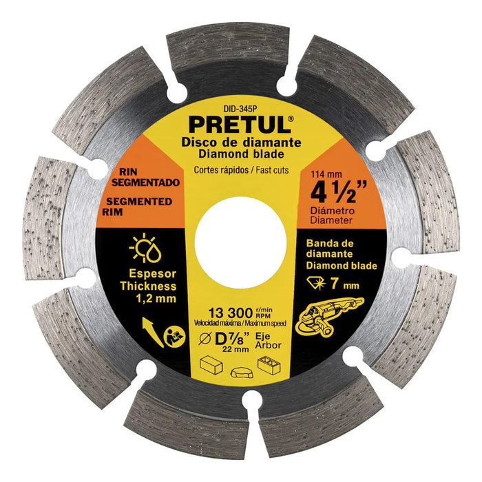 Disco Diamante Rin Segmentado 4-1/2'' Pretul