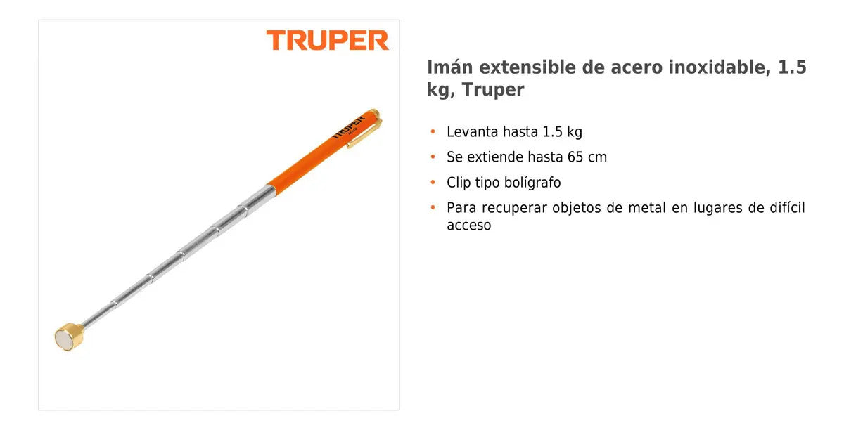 Imán Lápiz Telescópico Extensible 63 Cm Truper