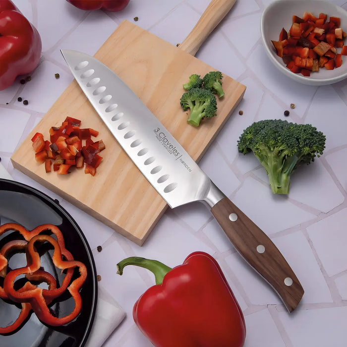Cuchillo Santoku 3 Claveles Norden 17.5 Cm Verduras Acero Inoxidable Marrón Oscuro