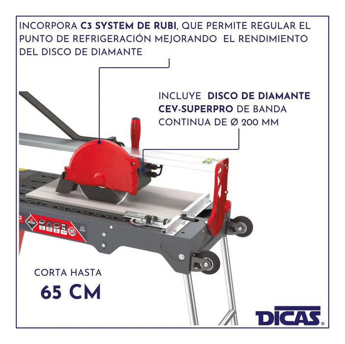 Cortadora Cerámica Porcelanato Eléctrica Rubi 65cm Incluye Disco