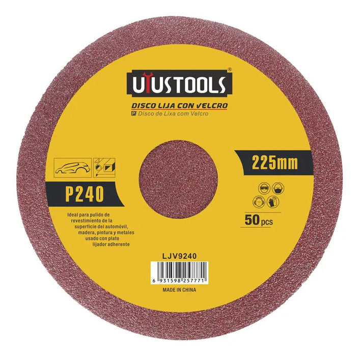 Set 50 Un Disco Lija Con Velcro 9" #240