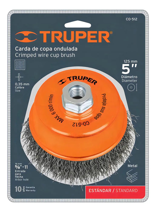Carda De Copa Alambre Ondulado 5'' Para Esmeril Truper