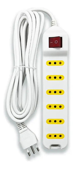 Alargador con Interruptor 6 Tomas 3 Metros Blanco