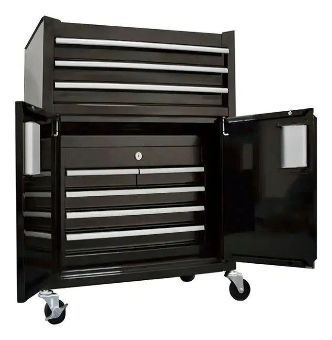 Caja Herramientas Con Ruedas + Caja Estante Tactix Negro